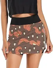[Joisal] Joysticks Video Game Controller Skorts for Women High Waisted Womens Athletic Skirt for Running Tennis Workout, Cute Squirrel, Medium
