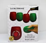 SHARK SKINZZ WINE GLASSES DRINKWARE FULL SIZE 12 OZ SET IF 4 SILICONE INSULATES