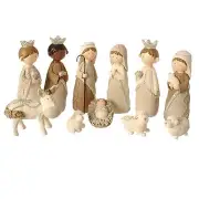 11-piece Faux Knit Style Holy Family Resin Christmas Nativity Manger Set, 8.5...
