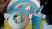 New Peanuts Snoopy Melamine 5 Piece Kids Dinnerware Set Cup Bowl Plate New NIB