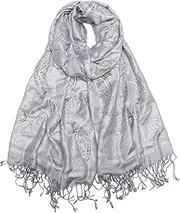[Iristide] Women's Pashmina Shawl and Wrap Two Tone Ethnic Paisley Pattern Scarf 70.8'X27.5'