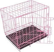 Happyyami Pink Foldable Dog Crate Metal Wire Cage for Small Dogs Animal Cages Cats Dog Cage for Small Dogs Dog Crate Pink Dog Cages Cat Cages Indoor