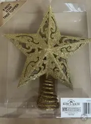 Tree Topper Kurt Adler 8-Inch Gold Glitter 5 Point Star New In Package