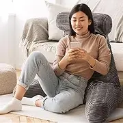 Luxdream Reading Pillow Shredded Memory Foam Back Rest Pillow Back Support Pillow Backrest Pillow Detachable Neck for Lounging Reading Working On Laptop Watching TV Corduroy Fabric Grey