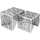 Two Piece Side Tables Square Aluminium Silver Nesting Coffee Stand vidaXL