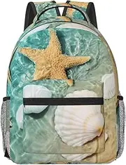 [EdWal] Starfish And Seashell Pattern Print Versatile Laptop Backpack For Men Women,Travel Backpack Carry On Flight Approved,Work Bag, Black, One Size