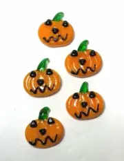 Mini "Jack O'Lantern Pumpkin" Glass Figurines Pk 5 Miniature Arts & Crafts Party