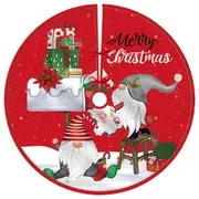 Red Merry Christmas Fabric Tree Skirt - Gnomes Delivering Mails