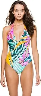 [Trina Turk] Women's V-Plunge One Piece Swimsuit, Multi//Terra Nostra, 10