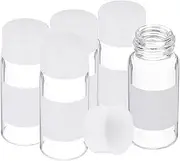 uxcell Small Glass Sample Bottles with Lids, 5 Pcs 10ml Clear Glass Vials with White Screw Caps Mini Leak Proof Reagent Sealed Bottles with Writing Label for Solid Liquid Powder Storage