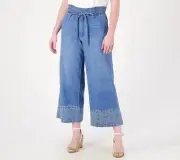 Laurie Felt Cotton Rayon Wide Leg Paper Bag Pants Size XL Vintage Light A601155