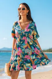 Cupshe Moody Tones Floral Mini Dress - M