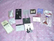 NWT LOT OF 13 ASSORTED PIERCED EARRINGS, SILVER NECKLACE, TOE RING & KEY CHAIN