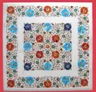 Floral Pattern Inlay Work Coffee Table Top White Marble Sofa Table for Office