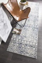 Oasis Ismail Blue & White Runner Rug