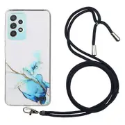 Embossing Marble Pattern Flexible Tpu Phone Case Protector With Long Lanyard For Samsung Galaxy A33 5g