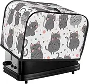 Cats Gray Print 2 Slice Toaster Cover Fingerprint Bread Maker Protectors,Kitchen Small Appliance Dust Cover