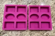 SILICONE COOKIE MOLDS - Set of 2, Pink, 2" x 3" Cookies/Soap, Embossed Rectangle
