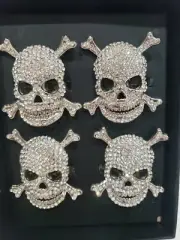 Tahari Halloween Rhinestone Skull Crossbones Napkin Rings Set Of 4