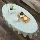 1PC Oval Tablecloth Japanese Style Lace Trim Table Cover Cloth Dining Room Decor