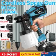 Cordless High Pressure Spray Gun Airless 80 Din 1000ML Paint Sprayer Battery 18V