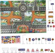 ERINGOGO 1set Boy Girl Educational Traffic Parking Scene Play Mat Interactive Game Mat Traffic Sign Plaything Bright Colors Material for Indoor Play Learning