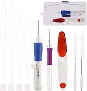 DIY Magic Embroidery Pen Knitting Stitching Tool kit,Adjustable Punch Needles Threaders Set with Storage Box for Embroidery Floss Cross Stitching Beginners