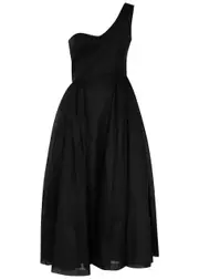 A.W.A.K.E Mode One-shoulder Organza Midi Dress - Black - 44 (UK16 / XL) 44 (UK16 / XL)