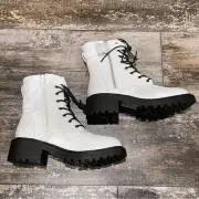 Nicole Miller Boots New York Snakeskin Combat Moto City White Size 7 NIB