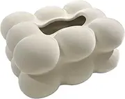 FytStycale Ceramic Tissue Box, Facial Tissue Holder, Creative Tissue Canister, Tissue Dispenser for Desktop, Countertop, Bedroom, Milk White, as described