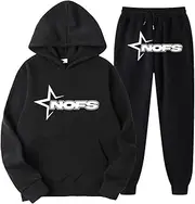 [Generisch] NOFS Jogging Suit, Streetwear Tracksuit for Men, NOFS Tracksuit, Letter Print, Loose Hoodies and Jogging Bottoms, Y2K Tracksuit, Essentials Unisex Pullover, Tech Fleece Suit, black, Small
