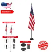 Durable Indoor Flag Pole Kit with 3x5 FT Flag - 6FT to 8FT Adjustable Height