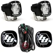 Baja Designs® S1 LED Lights Pair Clear Wide Cornering, Rock Guards, Wire Harness