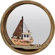 Wooden Nautical Beach Themed Wall Hanging Circle Mirror Home Decorations