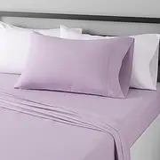 Amazon Basics Lightweight Super Soft Easy Care Microfiber Bed Sheet Set with 36-cm Deep Pockets - Single, Frosted Lavender