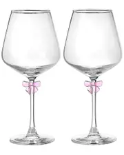 Godinger Set of 2 Bow White Wine Glasses