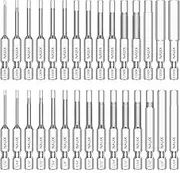 30 Piece Hex Head Allen Wrench Drill Bit Set, 1/4 Inch Hex Shank Metric and SAE S2 Steel Hex Bit Set, Magnetic Tips 50mm Long (SAE+METRIC HEX BITS)
