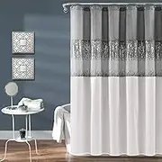 Lush Decor Night Sky Shower Curtain, 72" x 72", Gray & White