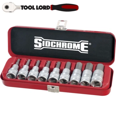 Sidchrome 9 Piece 1/2" Drive Hex Allen key Socket Set AF SAE 3/16-5/8" SCMT14465