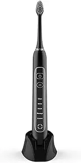 UOOD Electric Toothbrush, 1 App Connected Handle, 5 Modes with Whitening, Sensitive, Pressure Sensor, 2 Toothbrush Heads Powerful Cleaning Function (Color : Black)