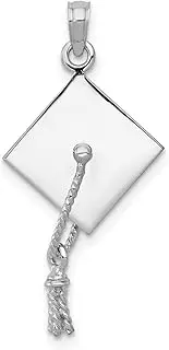 [JewelryWeb] 15.5mm White Gold 3 d Graduation Cap With Moveable Tassel Charm