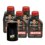 4L Motul 8100 X-CLEAN EFE 5W30 Wix Filter Motor Oil Change Kit API SN