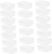 LALAFINA 20Pcs Clear Plastic Storage Box with Lid for Small Items Beads Jewelry Business Cards Crafts Compact and Portable Organizer for Easy Viewing and Versatile Storage