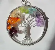 Tree Of Life Crystal necklace Pendant jewellery gemstone / keyring gift.