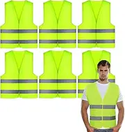 SALADOCY Pack of 6 High Visibility Vest, Car Vest, One Size, Safety Set