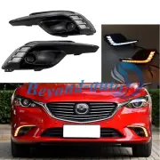 LED White Daytime Running Light DRL Amber Turn Signals For 2017-18 Mazda 3 Axela