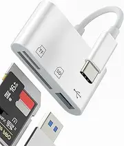 SD Card Reader USB C to USB Adapter (3-in-1) for Apple Micro SD TF Card Reader for iPhone 16 15 Pro Max OTG 3.0 for iPad MacBook Compatible with Samsung S25 S24 S23 Type C Digital Camera Memory Card