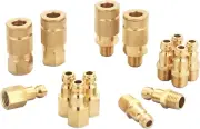 Coupler and Plug Kit (14 Piece), Automotive Type C, 1/4 Inch NPT, Solid Brass