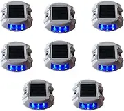 SAILESI Solar Deck Lights, 8 Pack Driveway Dock Light Solar Powered LED Outdoor IP68 Waterproof Road Markers, Warning Step Light Driveway Light for Sidewalk Garden Path Stair Road Yard, Blue Light