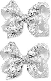 TEAONE Glitter Hair Bows, 2 PCS Sparkly Bows for Birthday, Party, Performance (10cm/4in)